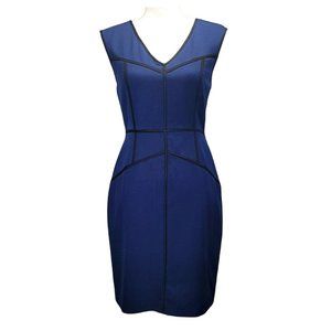 Ellen Tracy Pro Tailored Sheath Piping Stretch Contour Pencil Dress Royal Blue 2
